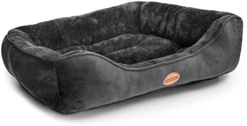 Nobleza Hundebett Grosse Hunde, Hundekorb Rutschfestes, Superweicher Faserfüllung, Hundebett Waschbar für Kleine und Mittelgroße Hunde und Katzen, Schwarz, 87x77cm