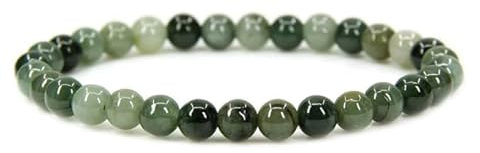 Generisch Echter natürlicher dunkelgrüner Jade-Stretch-Armreif | 7-7,5 Zoll Länge, Edelstein-Heilarmband | Unisex-Armband | 6mm runde Perlen | Herren-Perlenarmband