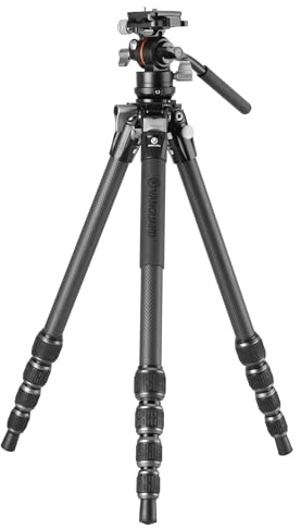 Vanguard Alta Pro 3VLT 235CV12 - Trípode de viaje de fibra de carbono con base de nivelación y cabezal de video compacto VEO PV-12
