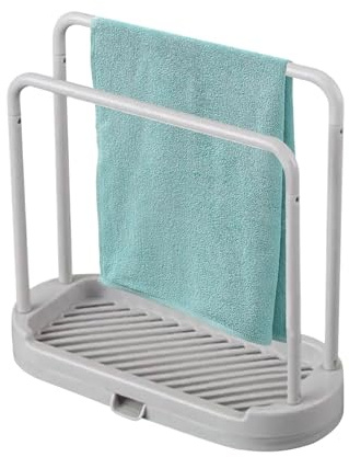 Supporto per stracci per lavello da cucina, supporto per strofinacci, porta asciugamani da cucina rimovibile con vassoio di drenaggio per scrubber, piano di lavoro della cucina