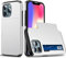 Beajew Coque Portefeuille pour iPhone 15 Pro avec Porte-Cartes, Étui de Protection Téléphone Double Couche Antichoc, Fente Cachée Coulissante, Antichoc TPU+PC Housse Portefeuille - Argent