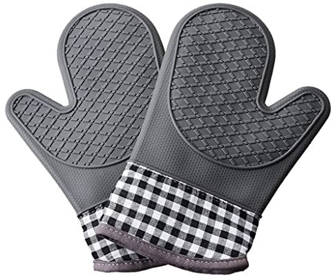 2 Pieces Insulation Gloves Kitchen Household Oven Microwave Thick Silicone Gloves (Color : A, Size