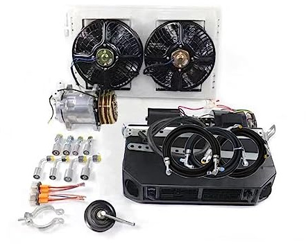 Aire acondicionado para vehículos recreativos Aire acondicionado automotriz de 12V 24V A/C, Kit de compresor de radiador de evaporador for coche, camión, furgoneta, Tractor, excavadora, autocaravana,