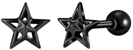 Yumilok Stern Creolen Ohrringe Für Männer Damen Ohrstecker Barbell Pentagramm Edelstahl Herren Ohrringe Knorpelohrringe