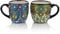 Ceramic Espresso Cups Set of 2-5.5 oz Cute Tea cups Demitasse Espresso cups with Handle, Modern Stackable Ceramic coffee cups Set for Lungo (Green/Blue)