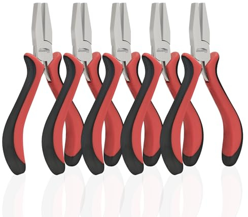HOUSERAN Pinze a becco piatto da 12,7 cm, confezione da 5 pinze a ganasce piatte per la creazione di gioielli, pinze a becco liscio, per fai da te, artigianato, riparazione