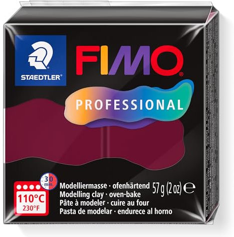 STAEDTLER FIMO Professional 8040 ofenhärtende Modelliermasse, speziell für Profis und Künstler, Einzelprodukt Bordeaux, 8040-23