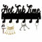 CREATCABIN Hot Tub Time Towel Rack Bathroom Towel Hooks Hanger Black Waterproof Metal Towel Holder Organizer with 6 Hooks Wall Mounted for Robes Clothes Swim Bathroom Space Saving Decor 10.6 x 5 Inch