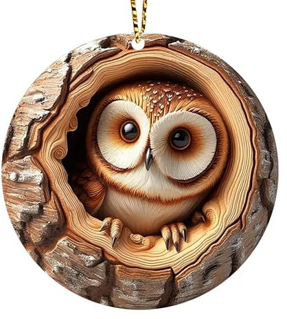 Tierschmuck Weihnachtsschmuck - Weihnachtstiere Niedliche Tiere | Tierornamente Aus Acryl Für Weihnachten | Acryl 2D Anhänger Tier Eule Baumschmuck | Acryl Baum Anhänger Weihnachtsdekoration