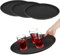 Paluplus 4 Vassoi Tondi da Portata Antiscivolo di colore NERO, Diametro 35,5 cm e Altezza 2 cm, Vassoio Impilabile e Infrangibile con Rivestimento Gommato, per Bar, Ristoranti, Fai da te -6886F
