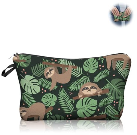 Kosmetiktasche,Damen Kosmetiktasche, Make up Tasche,Multifunktionaler Kulturtasche, Mini-Tasche Reißverschluss, Klein Canvas Handbag Faultier, Make-up Reisezubehör für Mädchen, Faultier-Muster