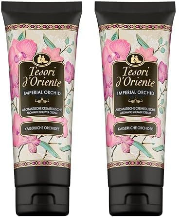 TESORI D'ORIENTE Cremedusche 'Imperial Orchid' 250 ml, aromatisches Duschgel mit kaiserlicher Orchidee, Wellness-Rituale für Körper & Sinne (Packung mit 2)