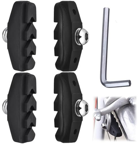 2 Pairs Road Brake Pads V Bike Brake Pads 50 mm Bike Caliper Brake Blocks Set for bicycle with Hex Nut Installation Tool Caliper Brake Blocks for Road Bikes Mountain Bicycles Black