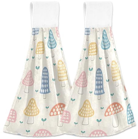 Juego de 2 paños de cocina personalizados con lazo para colgar, suaves, absorbentes, bonitas, decorativas, de 18.2 x 14 pulgadas