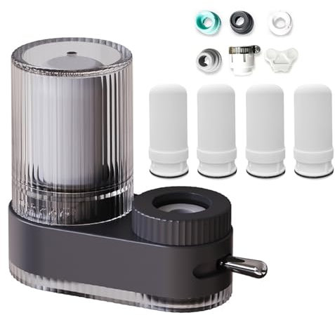 Wasserfilter Wasserhahn Filter mit 7-Ultra Adsorptivem Filterleistung,Trinkwasser Vorfilter Sedimentfilter,Wasserhahnreiniger Aufbereitung,mit 4 Keramik Filterelement,Aktivkohlefilter