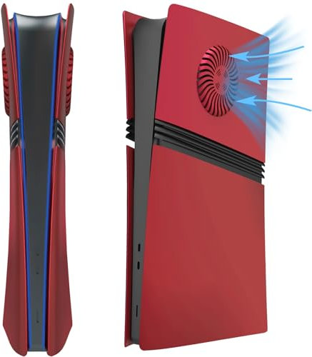 FacePlates for PS5 Pro Digital Edition Wedorat PlayStation 5 Pro Plates Digital with Cooling Vents ABS Anti-Scratch Dustproof Protective Shell Case Cover PS5 Pro Digital Plates (Volcanic Red)