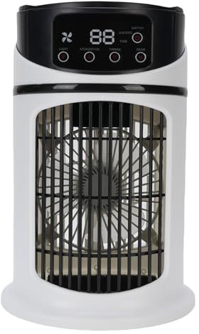 Climatiseurs Portables Ventilateur 4 en 1 Conception 6 Vitesses Vitesse du Vent 300ML Grande capacité Réservoir D'eau Refroidisseur D'air Humidificateur pour Bureau à