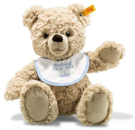 Steiff Kuscheltier Teddybär mit personalisierbarem Latz, Süßes Stofftier, Jungen, Mädchen & Babys ab 0 Monaten, Plüschtier 30 cm, Beige, 241291