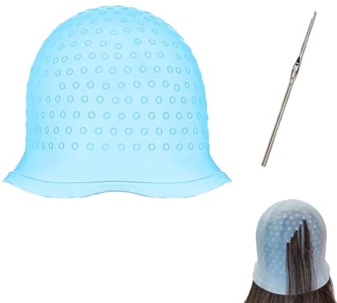 2 Stück Strähnchenhaube,Strähnenhaube,Silikon Haar Highlight Kappe,haube strähnchen,Stränchen Haube,Strähnenhaube Mit Nadel Und Löchern,Wiederverwendbar,Für Professional Salon Und Haus Haarefärben