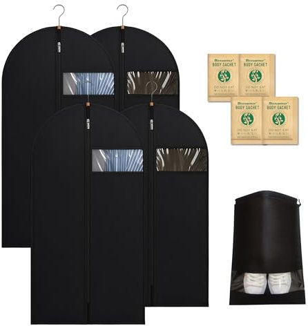 4 stück kleiderschutzhülle (2 kleidersack 120 x 60 cm+2 anzug schutzhülle 100 x 60 cm),Schuhbeutel,kleidersäcke mottensicher,kleidersäcke mit reißverschluss,kleidersack anzug,kleiderhülle,Staubschutz