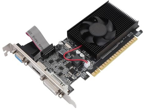 VBESTLIFE Carte Graphique GT610 2GB, DDR3 64 Bits GPU, PCIE 2.0 X16 Gaming Video Carte pour Ordinateur de Bureau avec DVI, VGA, Ports HDMI