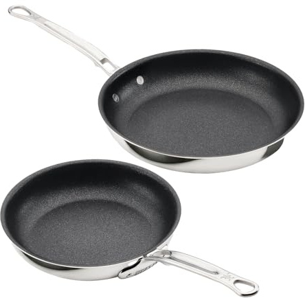 Hestan ProBond Luxe TITUM Nonstick 2-Piece Skillet Set (8.5 & 11-Inch), Professional Clad Stainless Steel, ProCore Tri-Ply Clad Construction, Polished Exterior, Induction & Oven Safe