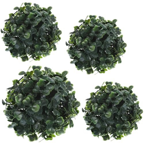 UKCOCO 4 Piezas Bolas de Césped Artificiales Topiario Falso para Decoración Interior y Exterior Adornos Colgantes de Plantas Verdes Artificiales para Techo y Ventanas