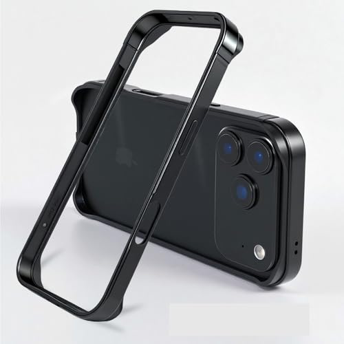 LINPING Aluminium-Metall-Stoßrahmen-Hartschale für iPhone 17pro, schlanke Panzerung mit weicher Innenseite, erhöhtem Kantenschutz (Schwarz, for iPhone 17pro)