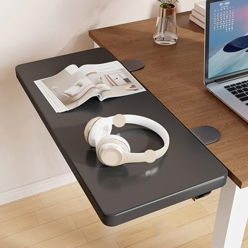JUXDZISHW Black,40 * 20,Desk Extender Tray, 27.5 x 7.8 Clamp On Desk Shelf, Desk Extension with rounded-edge, Table Desk Arm Rest, Clamp On Keyboard Tray for Office and Home, Workstation Organizer