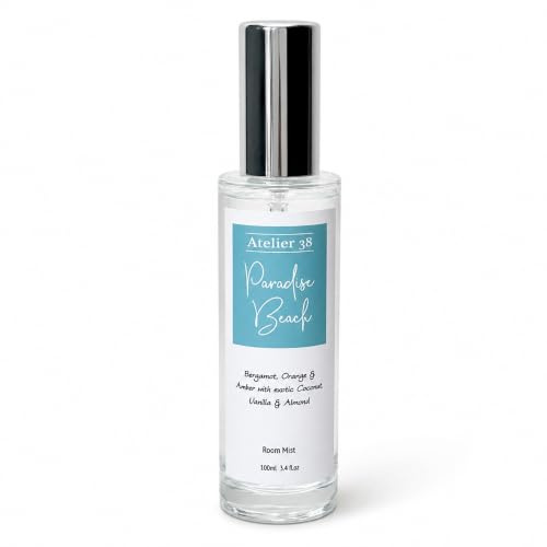 Atelier 38 Paradise Beach Room Spray for Home 100ml - Luxury Room Spray Fragrance, Natural Air Freshener Spray for Home, Bedroom & Bathroom Air Freshener, Home Fragrance Mist, Made in Surrey Hills