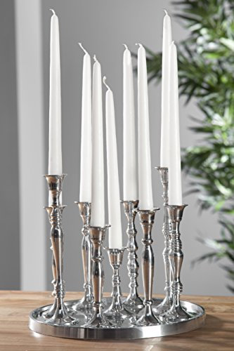 invicta INTERIOR Kerzenständer MODERN BAROCK 9-flammig Silber Aluminium poliert Kerzenhalter Deko-Platte