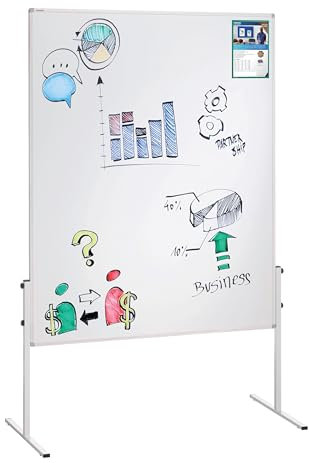 FRANKEN Moderationstafel X-tra!Line, doppelseitig, lackiert, magnetisch, beschreibbar, trocken abwischbar, 120 x 150 cm, weiß/Schreibtafeloberfläche, einteilig, Pinnwand mit Standbeinen, MT2011