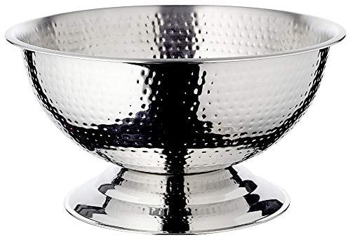 EDZARD Champagner Kühler Cara (Ø 40 cm, groß) aus Edelstahl - Flaschenkühler, Sektkühler - Getränkekühler für 5 Flaschen - Schale für Wein, Sekt & Eiswürfel - Weinkühler gehämmert
