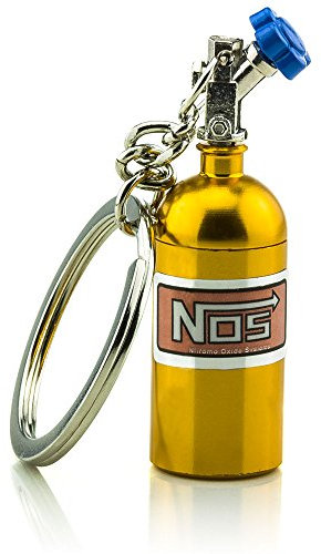 C.D.R. NOS Schlüsselanhänger für Auto Tuning Fans Nitro Flasche (gold)