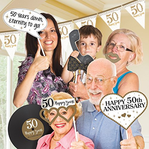 50th Anniversary Photo Props with Fun Word Signs(12-Piece) - 1 Pack