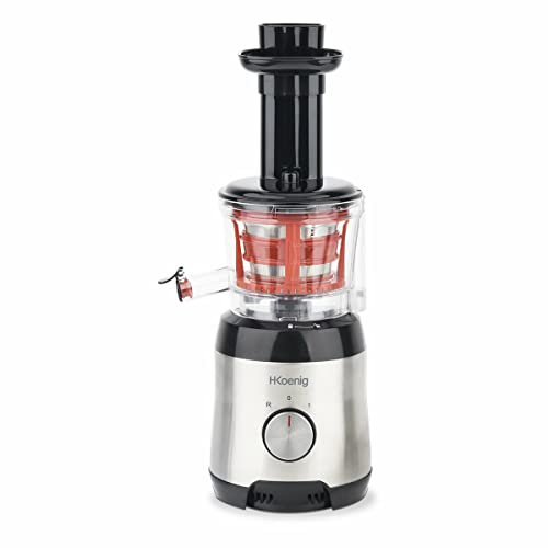 H.Koenig Extracteur de Jus de fruit et légumes vertical GSX10 compacte 0,75L Centrifugeuse Vitamin+ Sans BPA, Technologie pression douce, Rotation Lente, Puissante 150W, Système reverse, Anti-gouttes