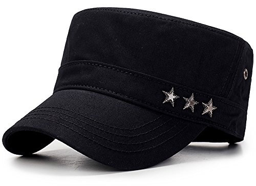 Yooeen Hommes Femmes Classique Casquette Army Armée Militaire Casquette Réglable Casquettes Vintage Casquette de Baseball 100% Coton pour Sports et Extérieur, Noir - Star, Réglable(56-62cm)