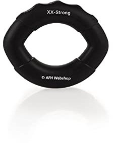 AFH Webshop Silikon Handtrainer und Fingertrainer | EasyFlex Premium Qualität | ergonomischer Fingertrainer Ring | Greifkraft Griffkraft Trainer (Länge: 8 cm, schwarz | extra-stark)