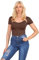 Hamishkane® Women’s Bodysuits, Round Neck Leotard, Short Cap Sleeve Body Suit, Stretch Bodysuits for Women UK, Plunge Bodysuit, T-Shirt Top Body Suits Women Chocolate