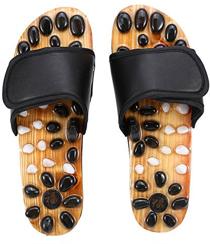 Fußmassage Hausschuhe, Reflexzonenmassage Naturheilkunde Akupunktur Plantar Fasciitis Health Care Massage Schuhe zur Verringerung der Fußschmerzen bei Männern und Frauen (Schwarz, 40)