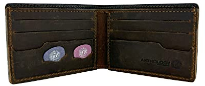 Anthology Gear Minimalistische Lederbörse â€“ mit Gitarrenplektrum-Halter, Vollnarbenleder (Whiskey Brown)