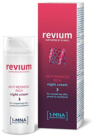 REVIUM ROSACEA - ANTI-REDNESS RICH NIGHT CREAM WITH 1-MNA MOLECULE, CHLORELLA VULGARIS GREEN ALGAE EXTRACT, ACEROLA FRIUT, MACADAMIA OIL, SHEA BUTTER, FOR COUPREOSE SKIN PRONE TO ERYTHEMA
