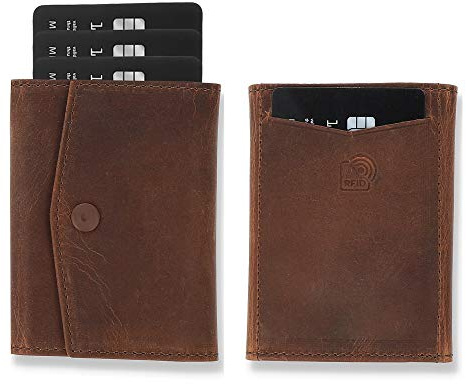Solo Pelle® Leder I Slim Wallet ohne Münzfach I Geldbeutel mit RFID Schutz I Platz für mindestens 12 Karten I Mini Portemonnaie für Herren und Damen I Geldbörse (Vintage Braun)