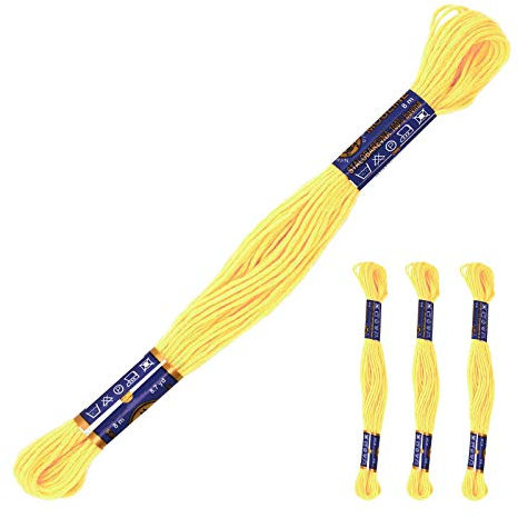 3 Docken Stickgarn je ca. 8m Sticktwist 100% Baumwolle Stickerei verschiedene Farbwahl, Farbe :1622 zarthellgelb