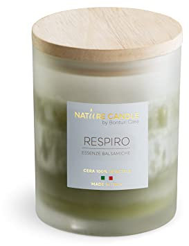 NATURE CANDLE candela profumata 100% cera vegetale - Linea Amati 200g Respiro - Essenze Balsamiche