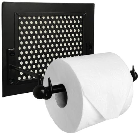 Autumn Alley Farmhouse Rustic Wall-Mounted Toilet Paper Holder | Farmhouse Bathroom Decor | Rustic Bathroom Accessories | Black Finish and Metal Mesh Insert Add Industrial Charm