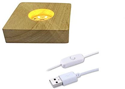 CDIYTOOL LED-Leuchten-Sockel, Holz-LED-Display für Kristallglaskunst, 10,2 cm, warme Farbe beleuchtet