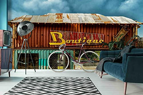 IWJAI 3D Foto Tapete-Wandbild-Tapete Poster Container, Haus, baufällig 3D Foto Wallpaper Wandbild Wanddekoration Poster Art Abnehmbare Wandbild Wandaufkleber