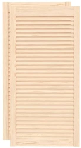 vidaXL 2X Madera Maciza de Pino Puertas Tipo Persiana con Celosía Rejilla Armario Tablillas Guardarropa Separador Decoración 99,3x49,4cm
