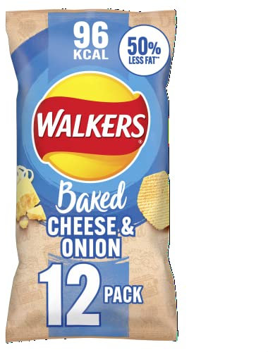 Walkers Oven Baked Cheese and Onion Crisps 12 x 22 g, Blue